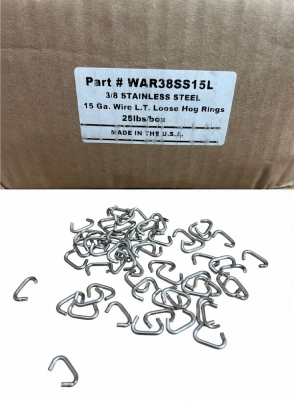 3/8″ Stainless Steel Hog Rings, 15ga, Loose – Walts Cage and Wire